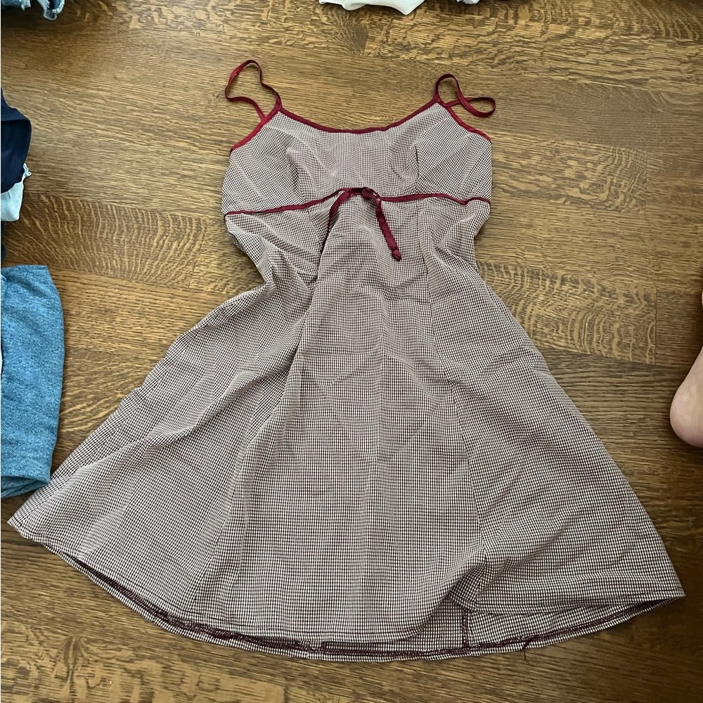 The cutest coquette vintage 90s fall gingham red plaid dress